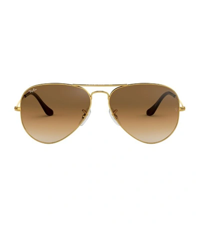 Ray Ban Original Aviator Sunglasses In Gold Brown Gradient