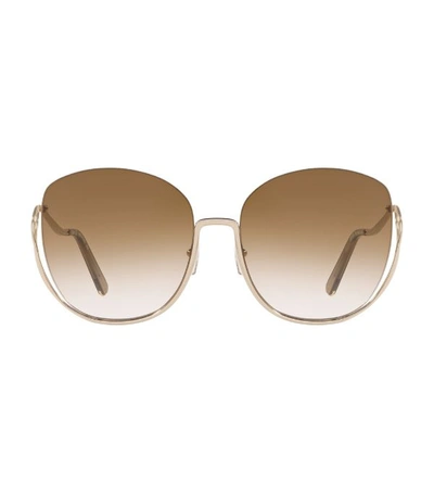 Chloé Butterfly Metal-frame Sunglasses In Gold