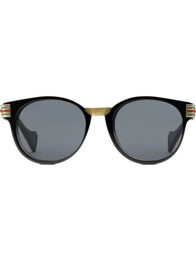 Gucci Round Acetate And Metal Sunglasses In Black