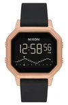 Nixon Unisex Digital Siren Gray Silicone Strap Watch 36mm In Black/rose Gold
