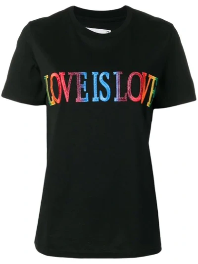 Alberta Ferretti Love Is Love Print T-shirt In Black