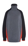 Victoria Victoria Beckham Color-blocked Wool-blend Sweater In Red
