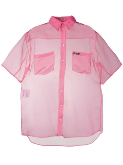 Miu Miu Sheer Silk Shirt In Pink