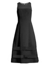 Aidan Mattox Mesh Detail Fit & Flare Dress In Black