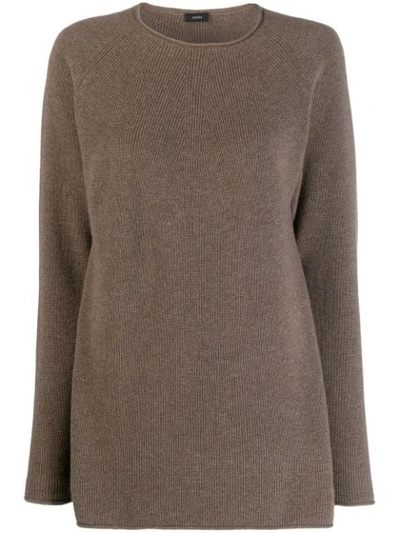 Joseph Ribbed Knit Cashmere Jumper In Brown