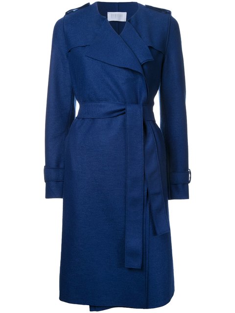 Harris Wharf London Long Trench Coat In Sea | ModeSens