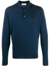 John Smedley Poloshirt Mit Langen Ärmeln In Blue