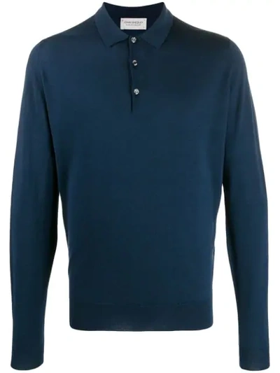 John Smedley Poloshirt Mit Langen Ärmeln In Blue