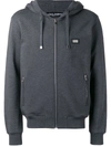 Dolce & Gabbana Drawstring Zip Hoodie In Grey