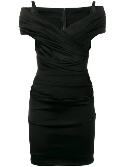 Dolce & Gabbana Ruched Off-the-shoulder Stretch-jersey Mini Dress In Black