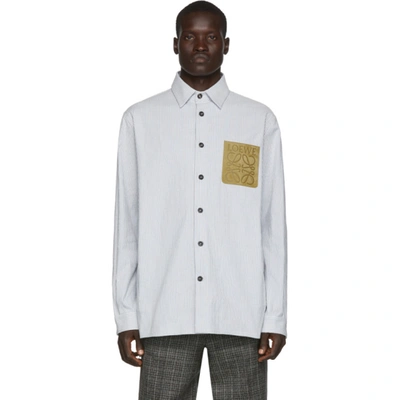 Loewe Logo Patch Striped Shirt In Multicolor