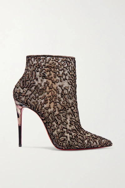 Christian Louboutin Nancy 100 Embellished Lace trimmed Flocked