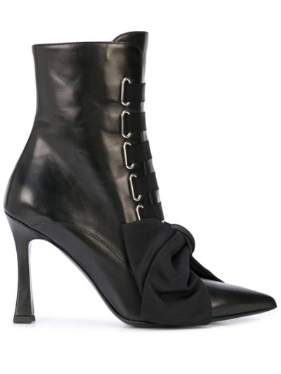 Tabitha Simmons Farren Bow-embellished Leather Ankle Boots In Black