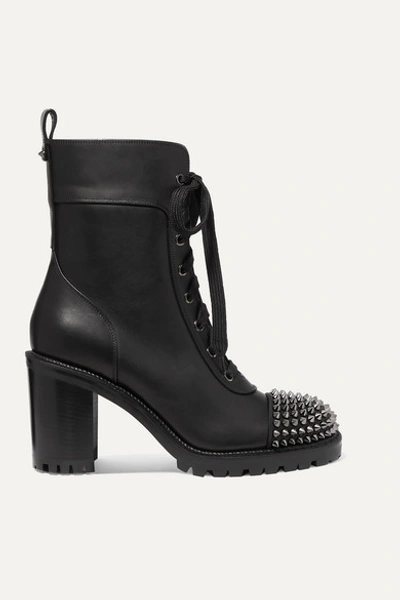 Christian Louboutin Ts Croc 70 Spiked Leather Ankle Boots In Black