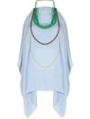 Jacquemus Haut Bijoux Backless Draped Embellished Crepe Halterneck Top In Blue