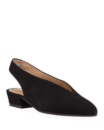 Sesto Meucci Alexis Low-heel Slingback Pumps, Black In Black Suede