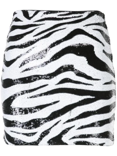 Alice And Olivia Ramos Zebra-print Sequined Tulle Mini Skirt In Tiger Soft White
