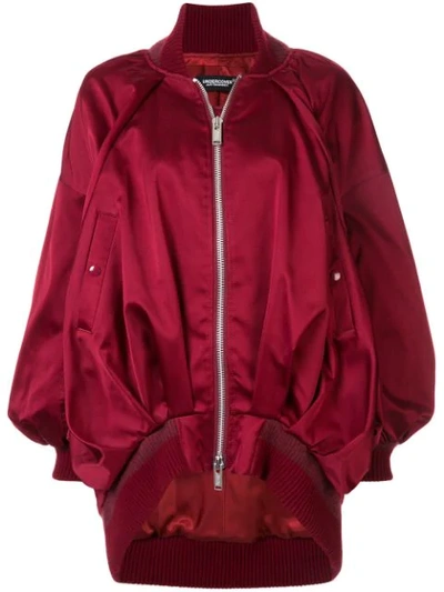 Undercover Draped Silk-satin Bomber Jacket In Red