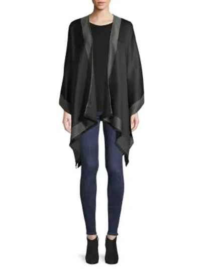 Calvin Klein Fringe-trimmed Open-front Wrap In Black