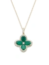 Saks Fifth Avenue 14k Yellow Gold, Emerald & Diamond Pendant Necklace