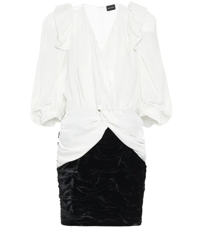 Magda Butrym Draped Bicolor Viscose & Silk Mini Dress In White