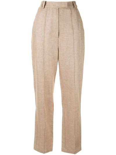 Acler High-waisted Pleated Trousers In Brown