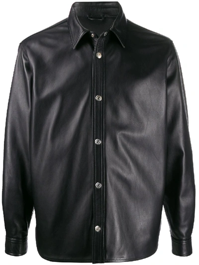 Acne Studios Leather Overshirt Black