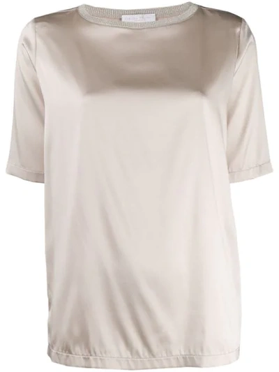 Fabiana Filippi Short-sleeve Silk Top In Neutrals