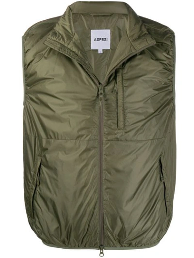 Aspesi Zip-up Jil Gilet In Green