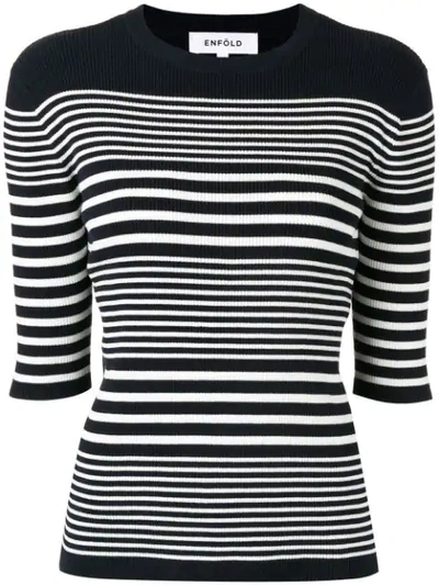 Enföld Striped Knitted Top In Blue