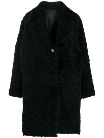 Drome Midi Shearling Coat In 800 Black
