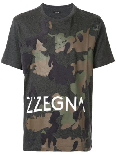 Ermenegildo Zegna Logo Print T-shirt In Grey