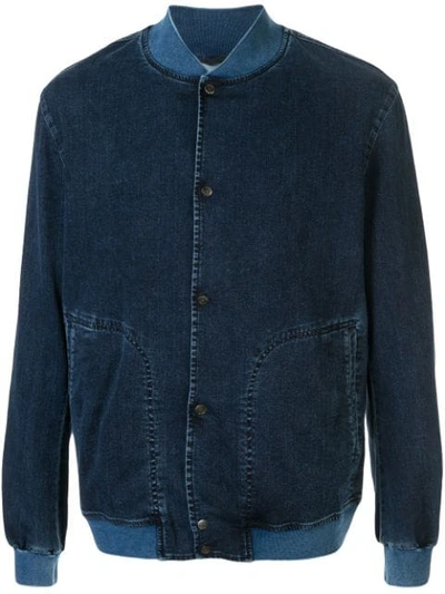 Ermenegildo Zegna Denim Bomber Jacket In Blue