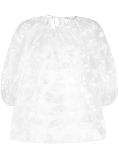 Cecilie Bahnsen Sheer Puffed Sleeve Blouse In White