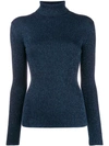 P.a.r.o.s.h Ribbed Turtle Neck Sweater In Blue