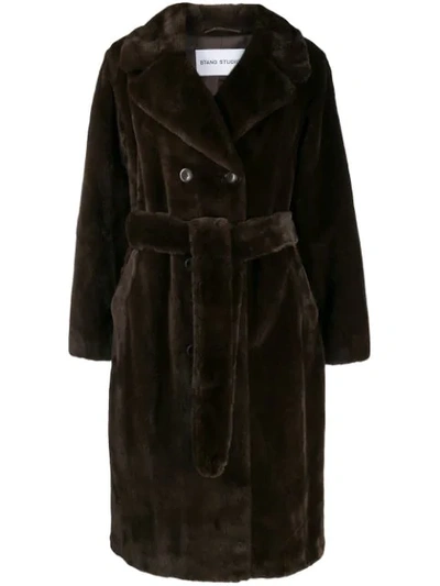 Stand Studio Belted Trench Coat In Brown