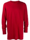 Rick Owens Drkshdw Long Sleeved Sweatshirt In Red