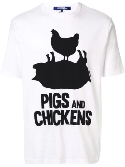 Junya Watanabe Pigs And Chickens Print T-shirt In White
