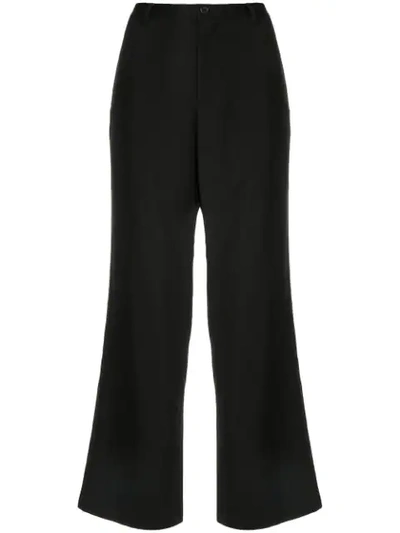 Yohji Yamamoto Cropped Straight-leg Trousers In Black