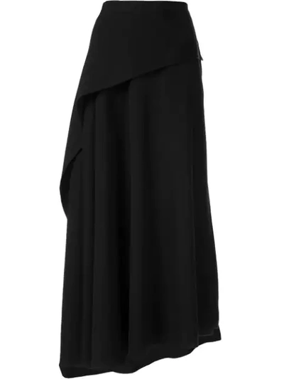 Yohji Yamamoto Draped Asymmetric Hem Skirt In Black