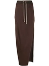 Rick Owens Drkshdw Drawstring Waist Jersey Skirt In Brown