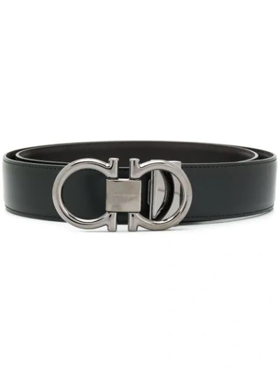 Ferragamo Adjustable Gancini Belt In Black