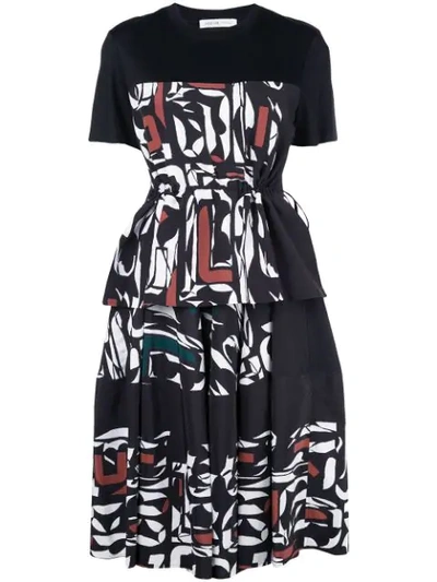 Adeam Flared Printed Midi Dress In Multicolour