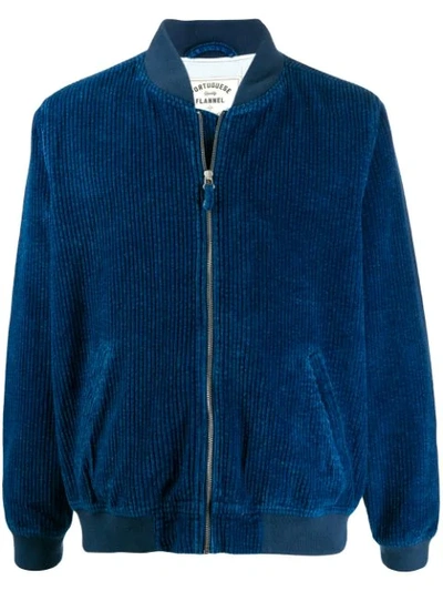 Portuguese Flannel Corduroy Bomber Jacket In Blue