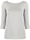 Majestic Cropped Sleeves Jumper In Grey