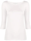 Majestic Cropped Sleeves Jumper In White