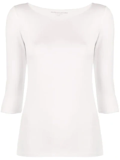 Majestic Cropped Sleeves Jumper In White