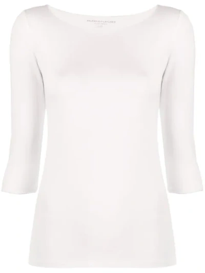 Shop Majestic Cropped Sleeves Jumper In White