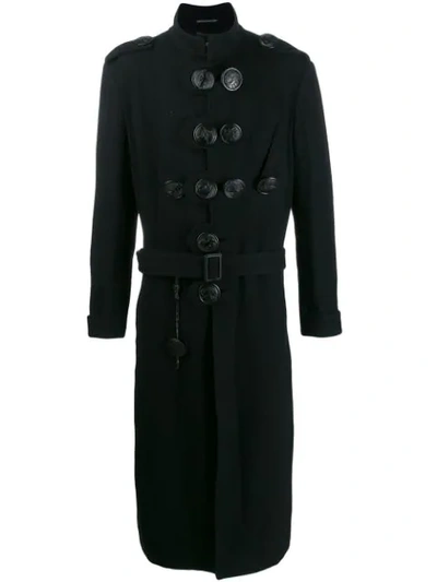 Yohji Yamamoto Button Detail Military Coat In Black