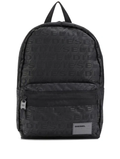 Diesel All-over Logo Backpack In Black